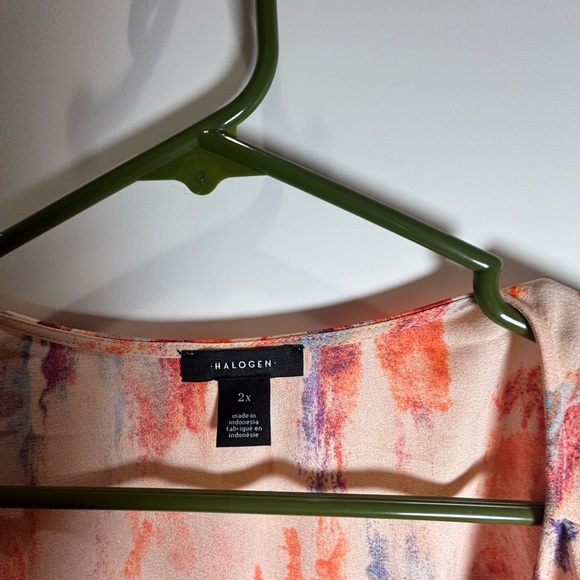 Halogen orange/pink cloud wash wrap dress s: 2x - Picture 3 of 7